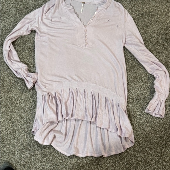 Free People “Your Girl Tunic” Oversized Purple High-Low‎ Women’s Top Size S - Picture 3 of 4